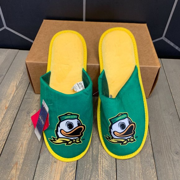 ~New W/O Box! Mens Oregon Ducks Sports College Slippers Green Yellow Multi Sizes - Picture 3 of 5